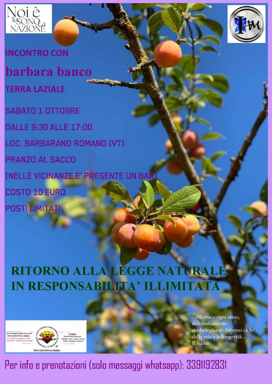 1 ottobre 2022 barbarano (VT) - incontro con barbara banco